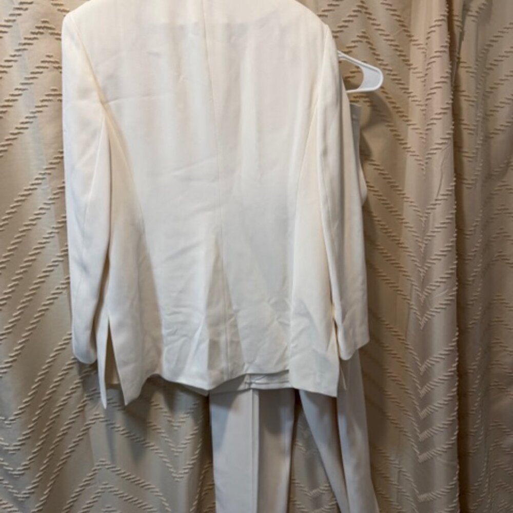 John Meyer Norwich Pantsuit 14 Ivory Vintage 90s Lined Made Romania - Picture 13 of 16